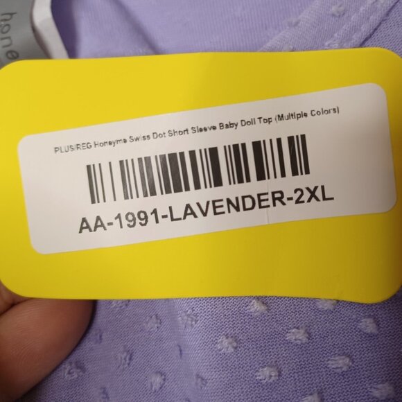 NWT HoneyMe Curvy Swiss Dot Short Sleeve Lavender Babydoll Top Size XL - Picture 4 of 7